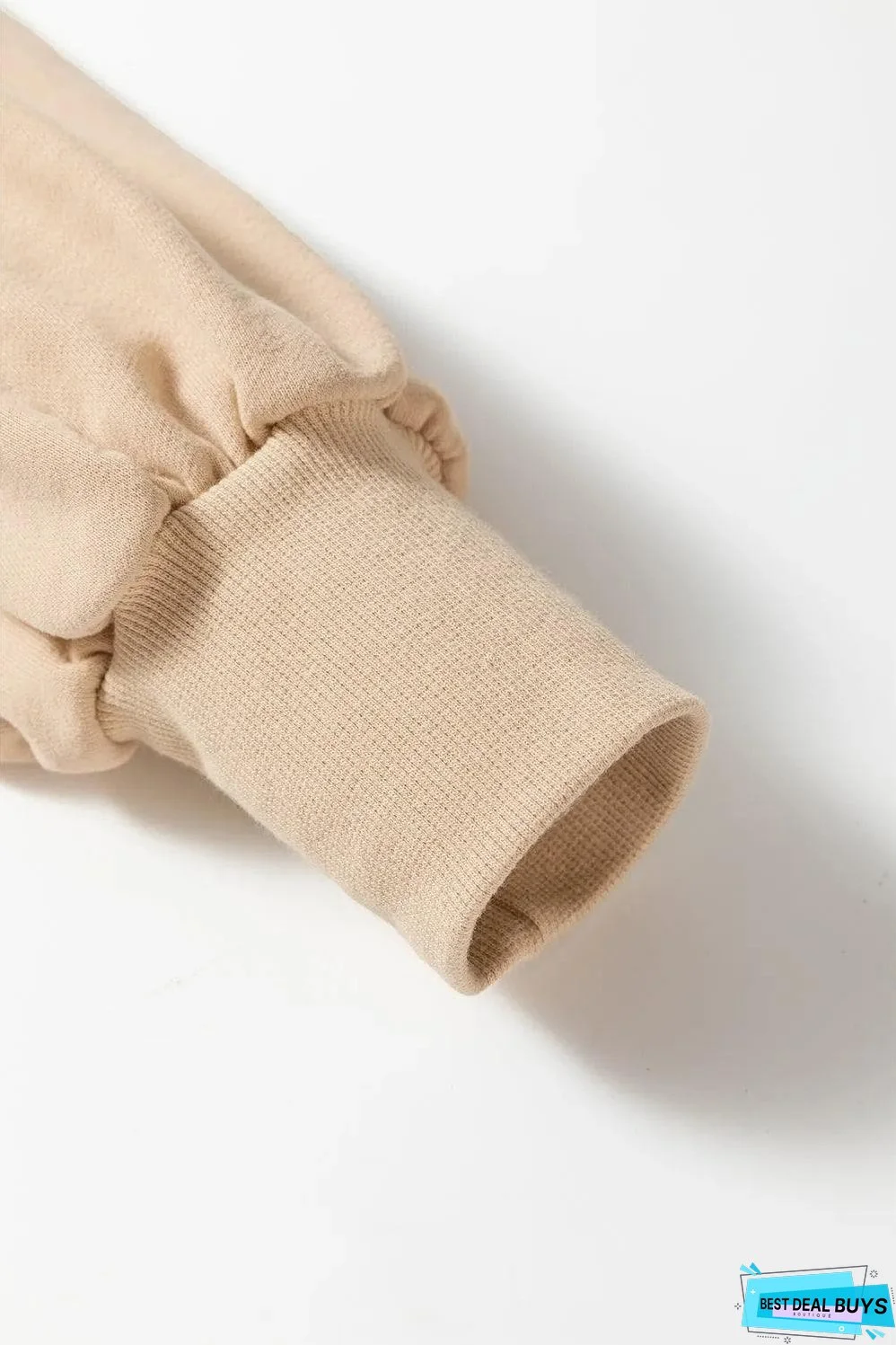 Parchment Solid Kangaroo Pocket Half Zipper Oversized Hoodie