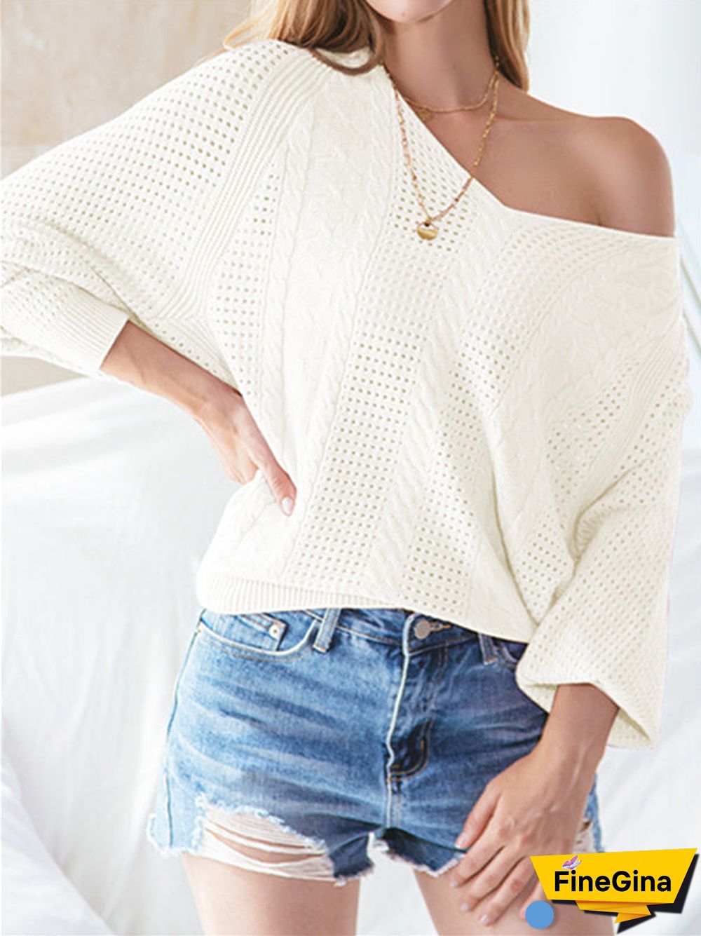 Women's Solid Color  V-neck Long Sleeve Sweater Top