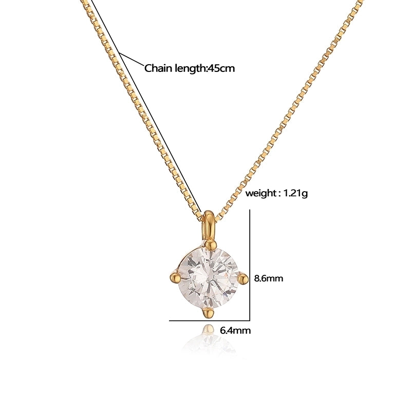 925 Sterling Silver Plated Zircon Round Pendant Necklace