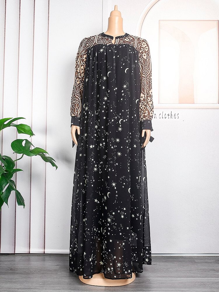 African Americans fashion QFY African Dashiki Print Dresses For Women Plus Size Chiffon Boubou Traditional Party Outfits Robe Marocaine Nigerian Clothes Ankara Style QueenFunky