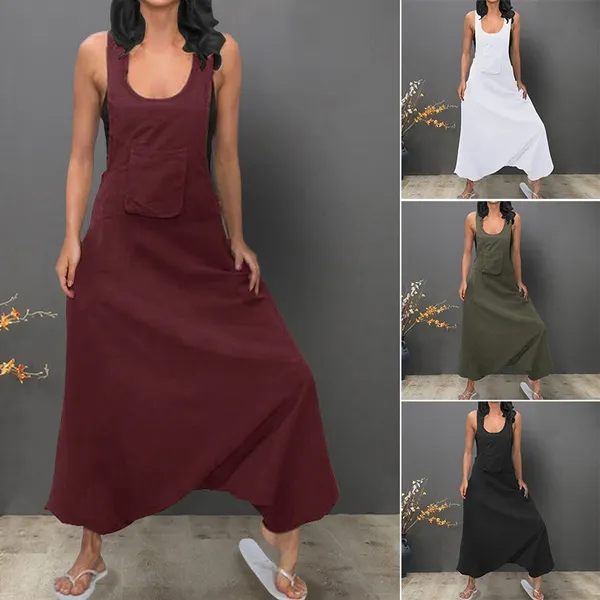 Women Sleeveless Baggy Long Vest Jumpsuits Playsuits Romper Pants Plus Size