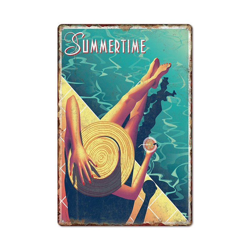 Beach Artistic Letter Landscape Iron Mural Wall Art