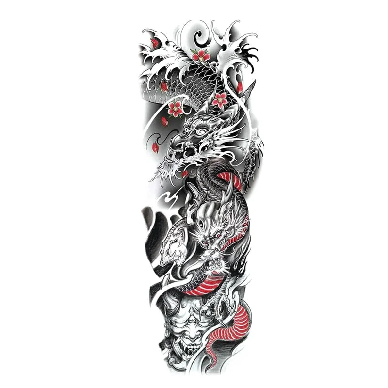 Temporary Tattoos Snake Lion Asian Fake Tattoo Tiger For Men Waterproof Art Mermaid Sticker Paste on Arm Leg Tattoos Body Art