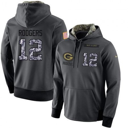 NFL Men's  Green Bay Packers #12 Aaron Rodgers Stitched Black Anthracite Salute to Service Player Performance Hoodie