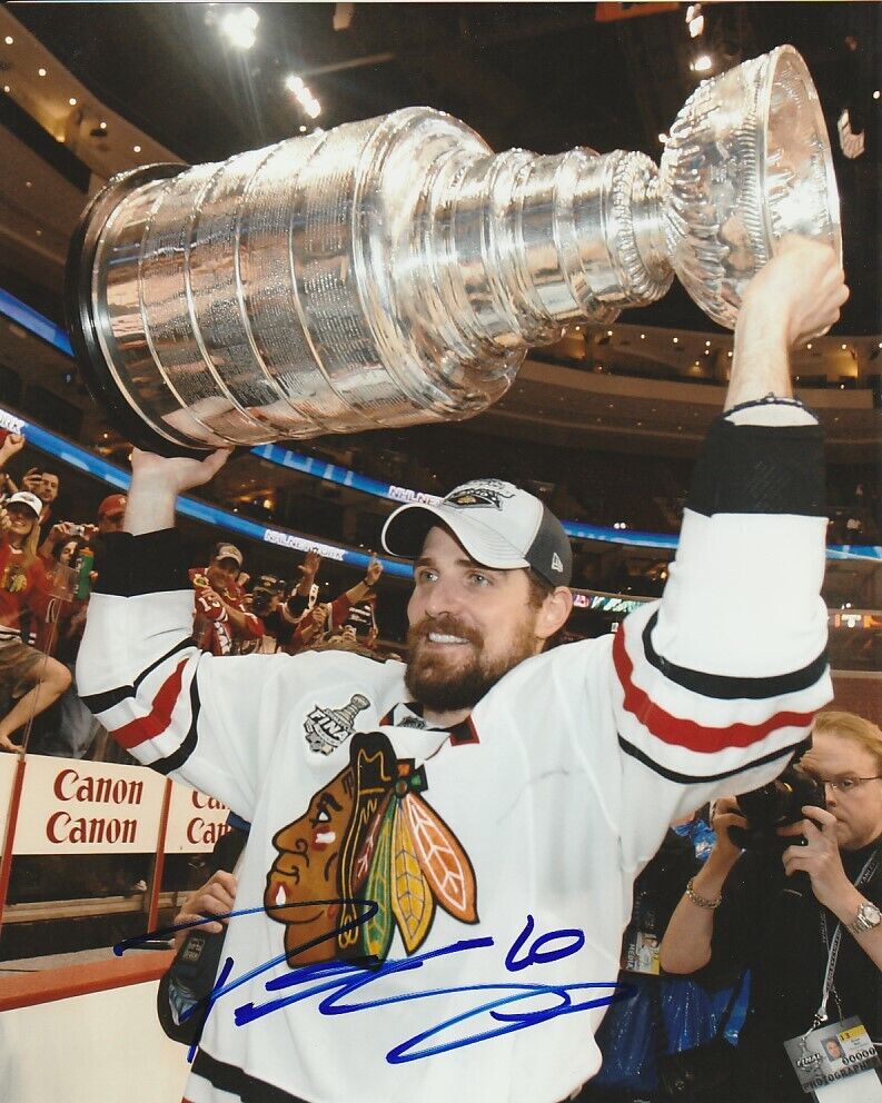 PATRICK SHARP SIGNED CHICAGO BLACKHAWKS 2010 STANLEY CUP 8x10 Photo Poster painting #2 Autograph