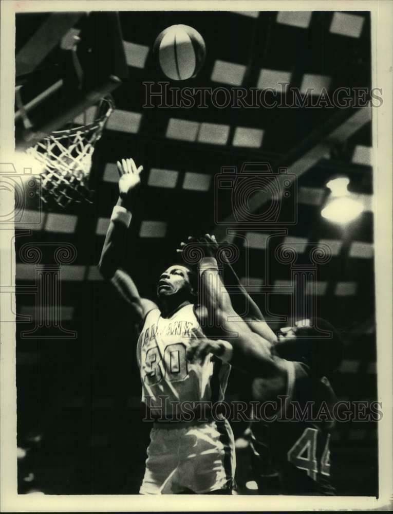 Press Photo Poster painting Albany Patroons basketball action in New York - tus04392