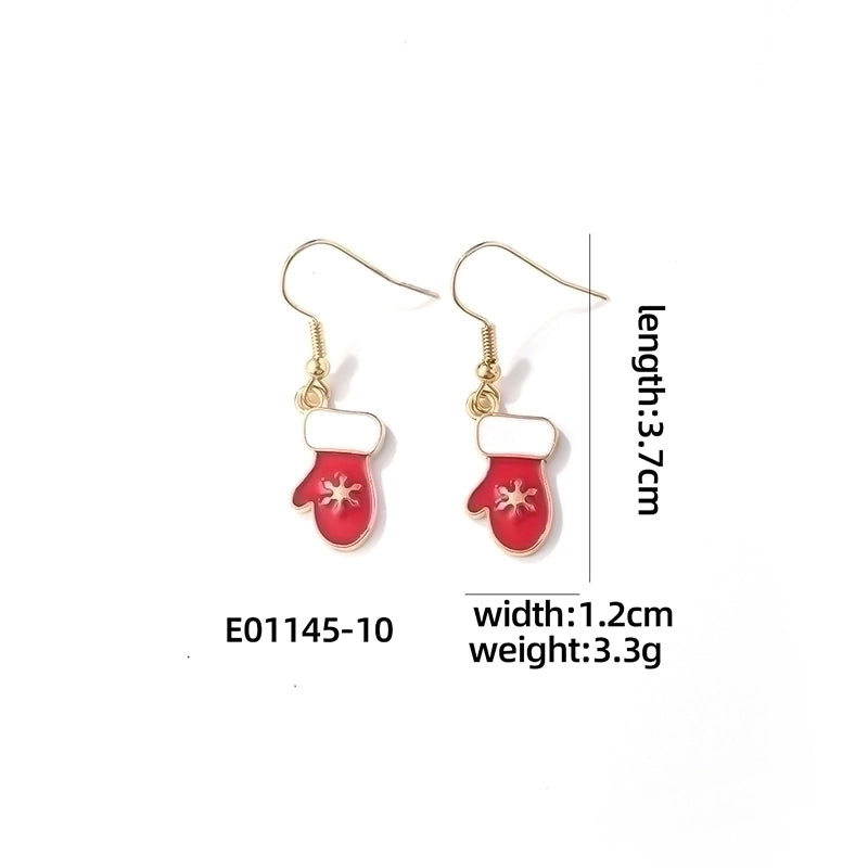 1 Pair Casual Cute Sweet Christmas Tree Santa Claus Christmas Socks Plating 304 Stainless Steel K Gold Plated Drop Earrings