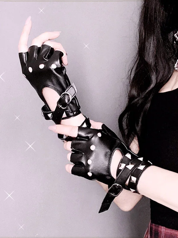 Gothic Metallic Oversleeves Rivets Metal Miscellaneous Black  Lolita Accessories Novameme