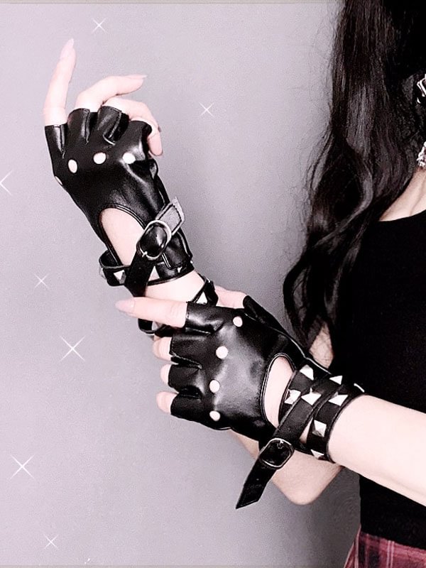 Gothic Metallic Oversleeves Rivets Metal Miscellaneous Black  Lolita Accessories Novameme