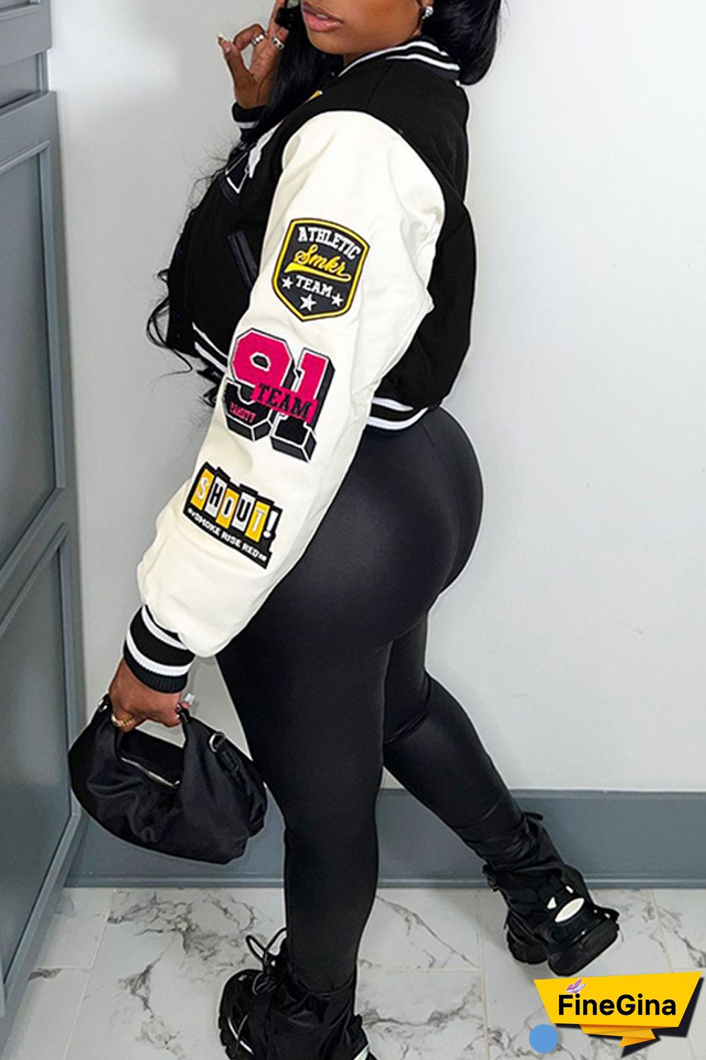 Red Casual Print Patchwork O Neck Outerwear