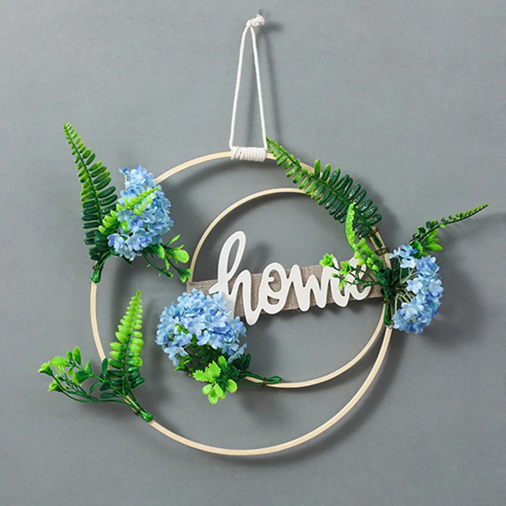 Simulation Eucalyptus Leaf Bamboo Circle Festive Decoration Garland