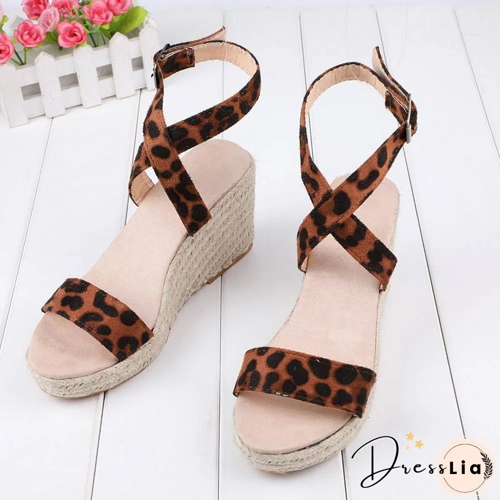 Woman Wedge Sandals  Summer Pumps Cross-tied High Heels Platform Shoes