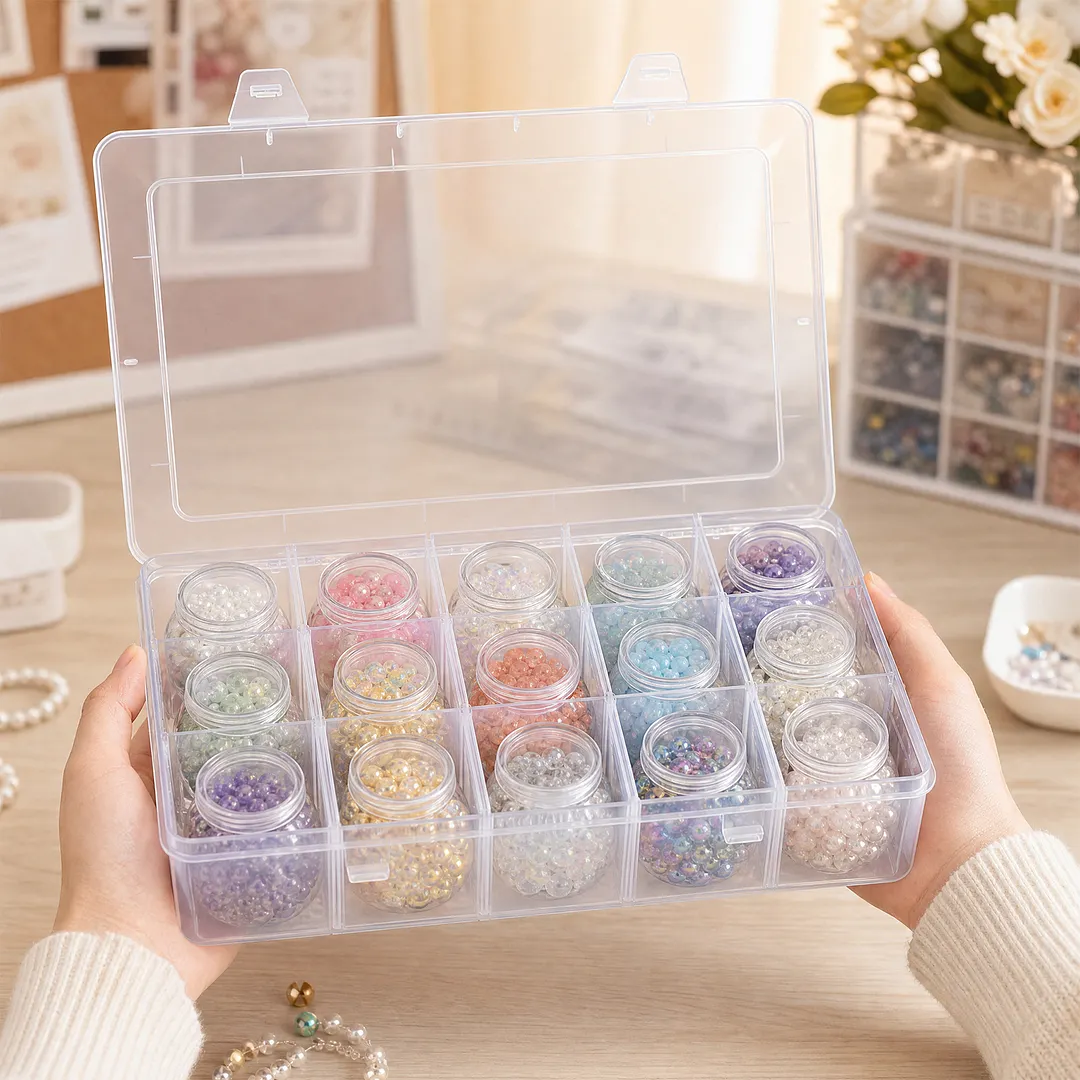 Diamond Painting Containers Multi Purpose Portable Plastic Case Box with Stickers & Compartments Arts Crafts Storage Bottle for Hardware Rhinestone