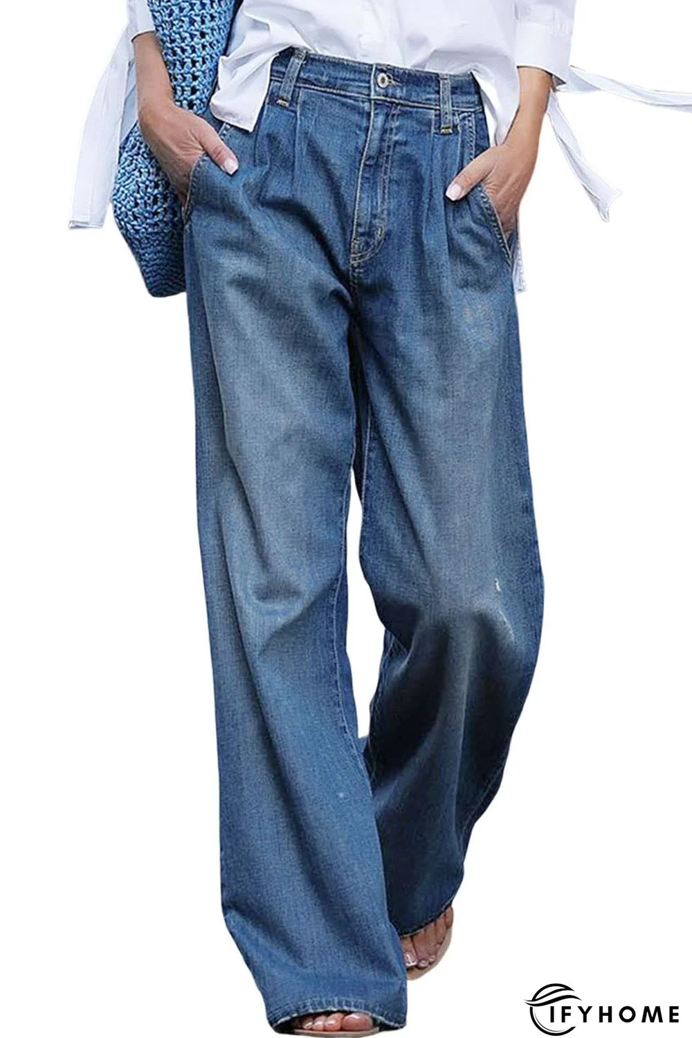 Blue Slouchy Wide Leg Jeans | IFYHOME