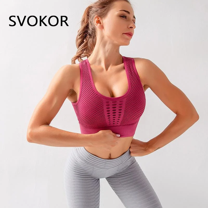 SVOKOR Seamless Bra Sexy Openwork Running Shockproof Breathable Sports Underwear Quick-drying Fitness Beauty Back Shirt