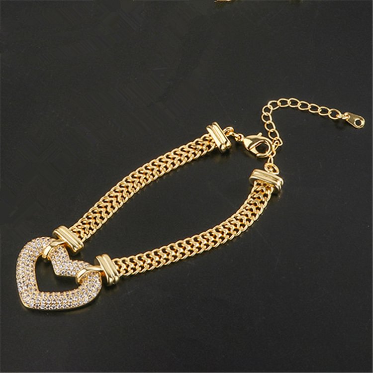6MM Iced Out Love Heart Shape Women Necklace Bracelet Jewelry Set