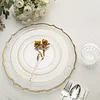 10 Pack | 7.5" Clear Hammered Design Plastic Dessert / Appetizer Plates With Gold Rim