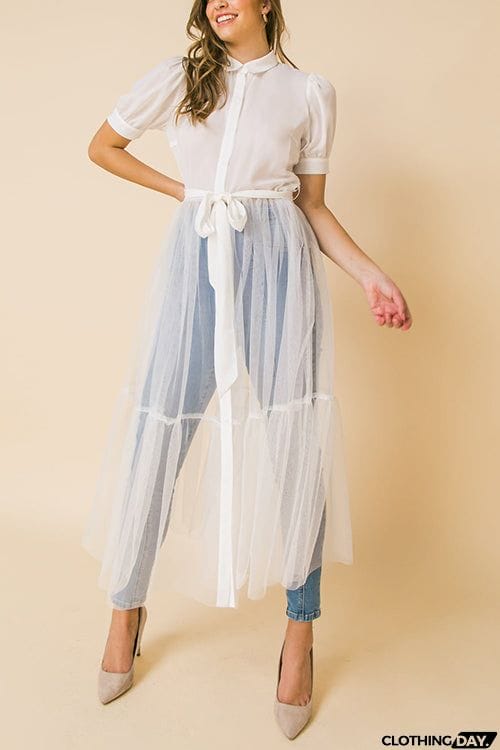 Showing Off A Little Shirt Cover Dress