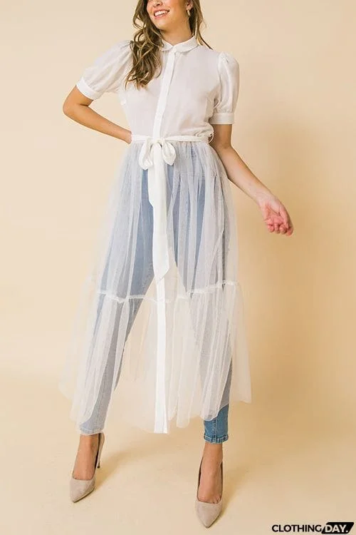 Showing Off A Little Shirt Cover Dress