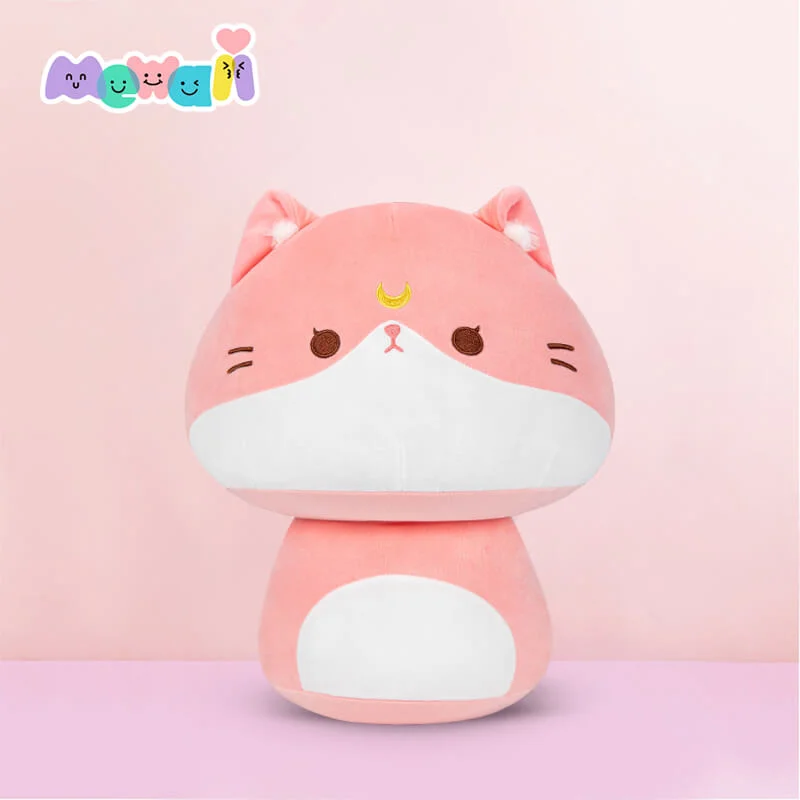 Mewaii Personalized Pink Kawaii Cat Plush Pillow Squishy Toy Mushroom Family For Gift