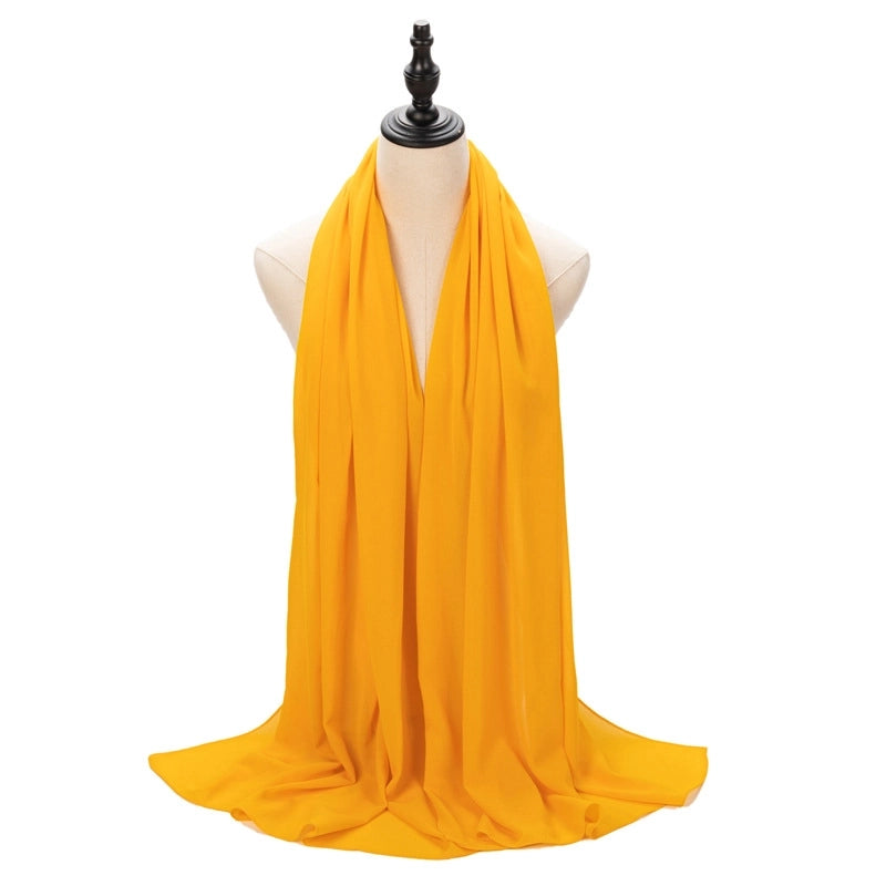Hot Pearl Chiffon Yarn Muslim Women Hijab Silk Scarf Hui Turban Plain Long Scarf