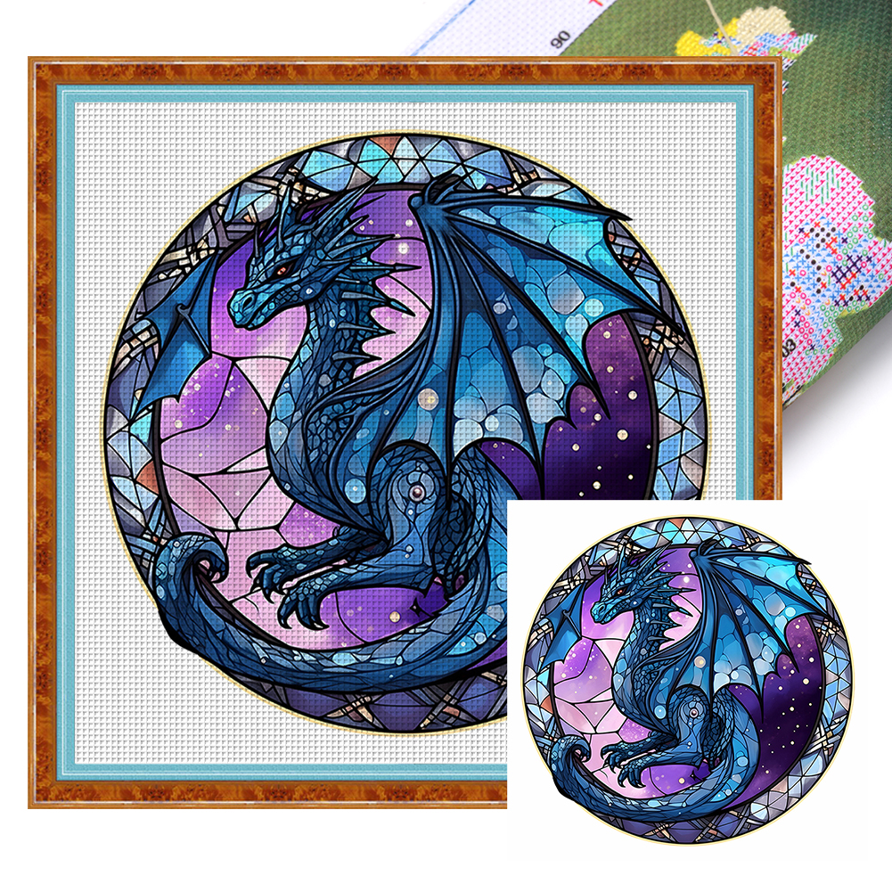 Glass Painting - Pterodactyl Full 18CT Pre-stamped Washable Canvas(20*20cm) Cross Stitch
