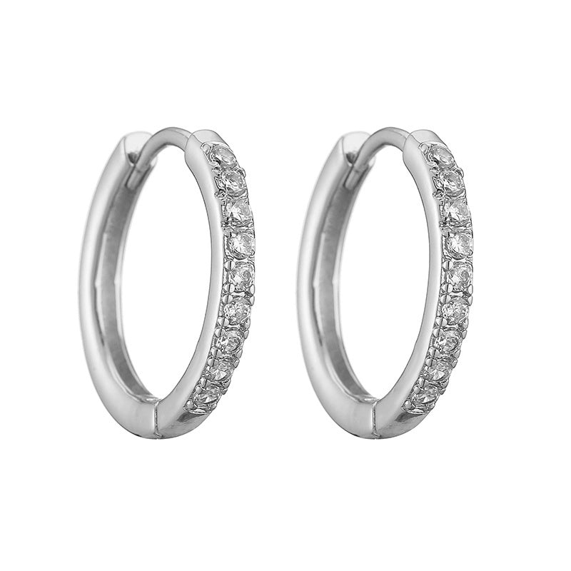 1 Pair Casual Minimalist Classic Style Round Plating Inlay Copper Zircon 18k Gold Plated Hoop Earrings