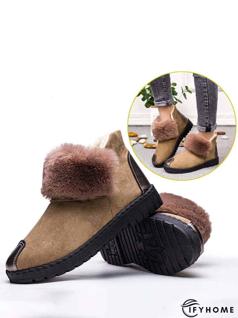 Casual Anti-collision Stitching Plush Warm Snow Boots | IFYHOME