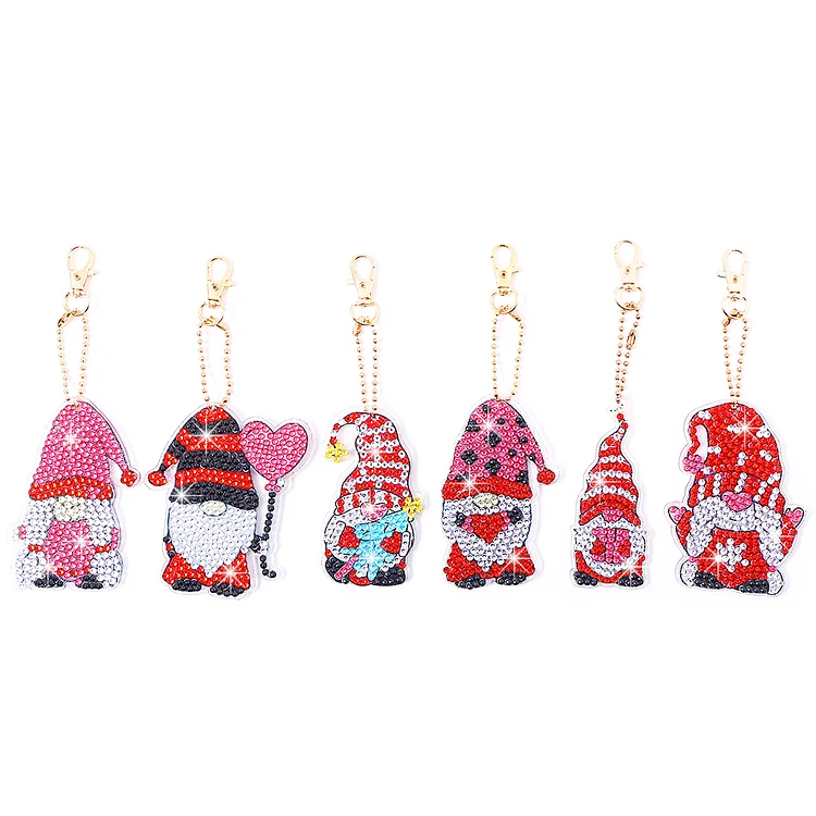 Pink gnome - Keychain - DIY Diamond Crafts(6 pcs Double Sided)