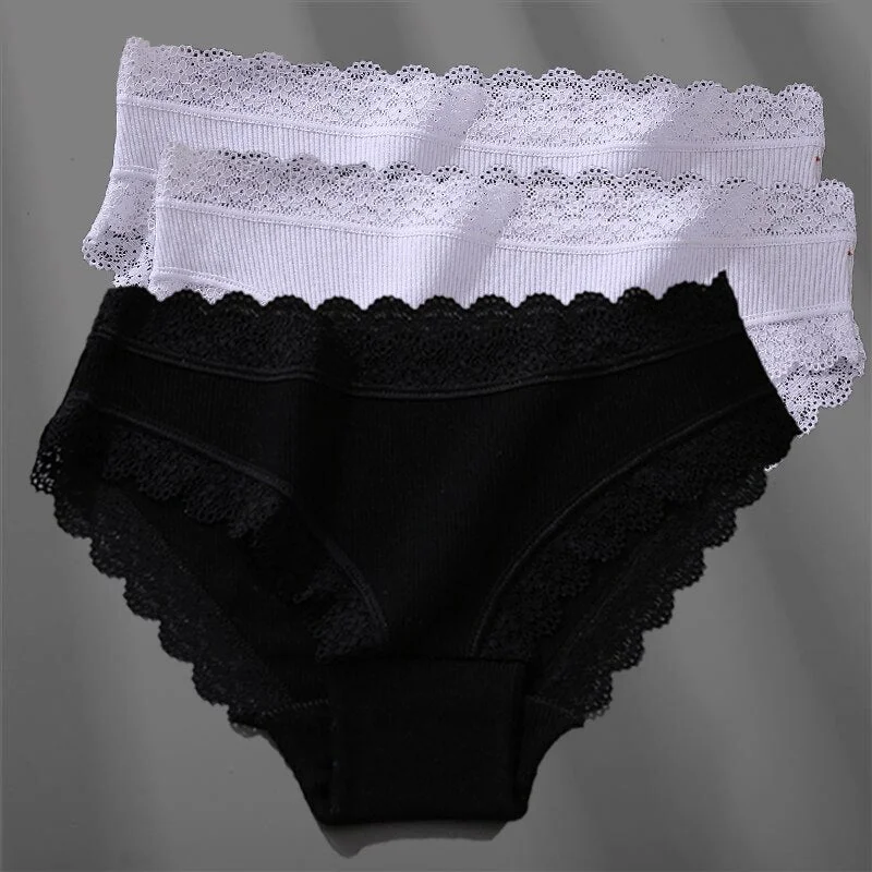3PCS/Set Women's Cotton Panties Sexy Lace Lingerie Female Soft Underwear For Girls Ladies Underpants Floral Briefs Woman's panty