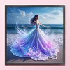 Beach Dress Girl-11CT Stamped Cross Stitch 45*45cm/17.72*17.72in