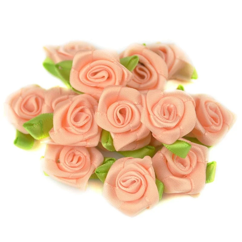 50pcs/lot 2CM Artificial Silk Mini Rose Flower Heads Make Satin Ribbon Handmade DIY Craft Scrapbooking For Wedding Decoration