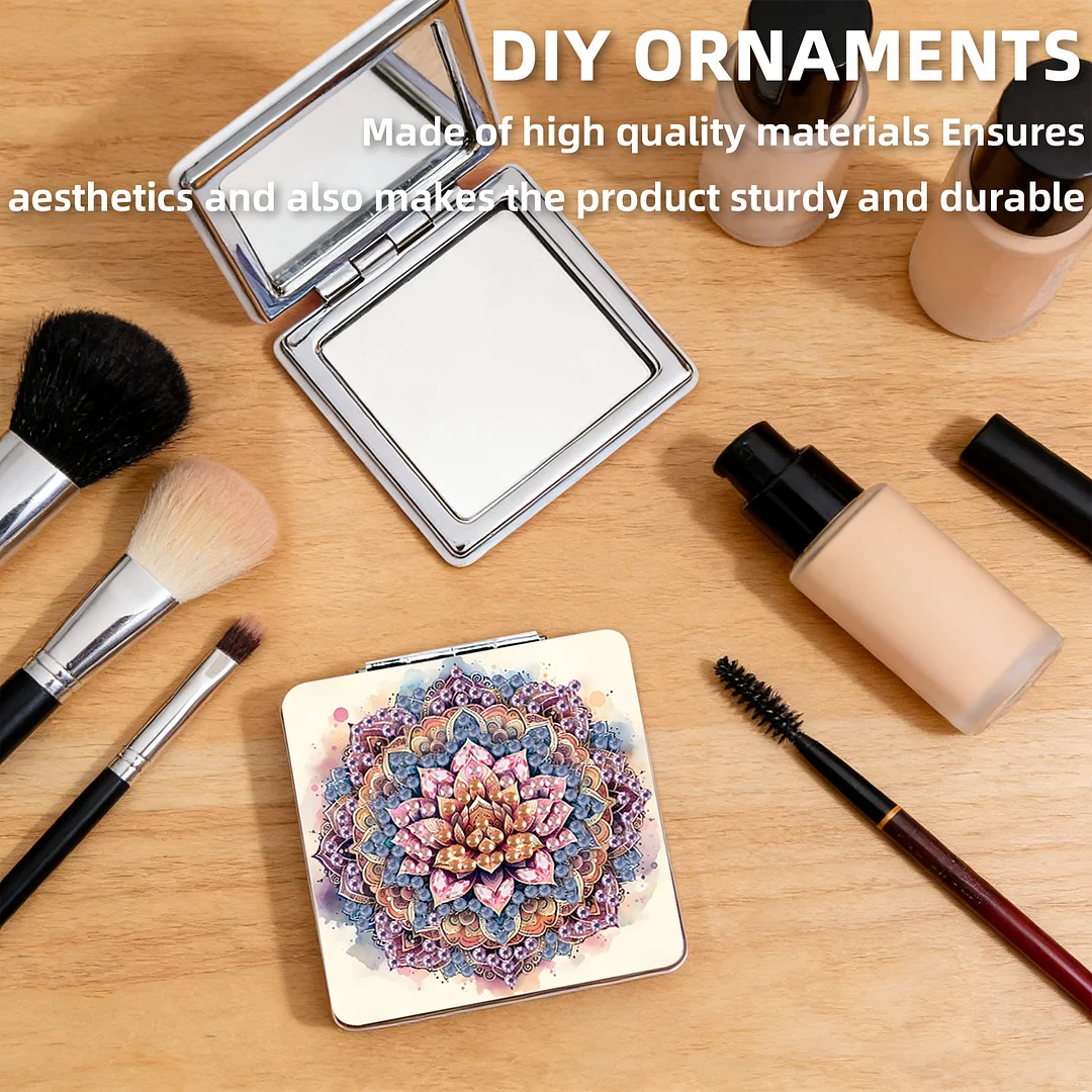 Mandala DIY Special Shaped Diamond Painting Compact Mirror Kits Diamond Art Painting Pocket Mirror for Adults and Beginners