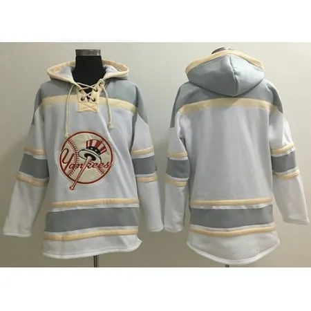 Yankees Blank White Sawyer Hooded Sweatshirt MLB Hoodie