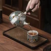 Multifunctional Ceramic Teapot Sterling Silver Side Handle Teapot Fairness Cup Kung Fu Tea Set Silver Plated Health Anti-Scalding Teapot Portable Travel Tea Set