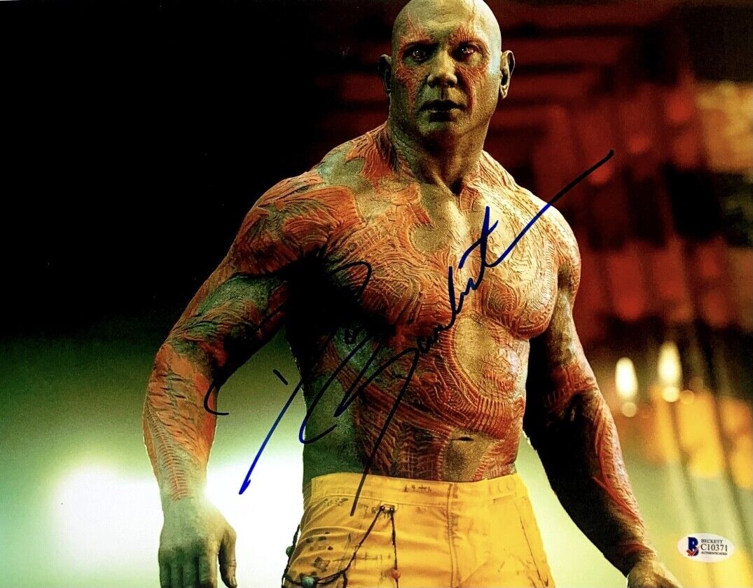 Dave Bautista Signed 11x14 Photo Poster painting Beckett C10371 Guardians of Galaxy Drax Marvel
