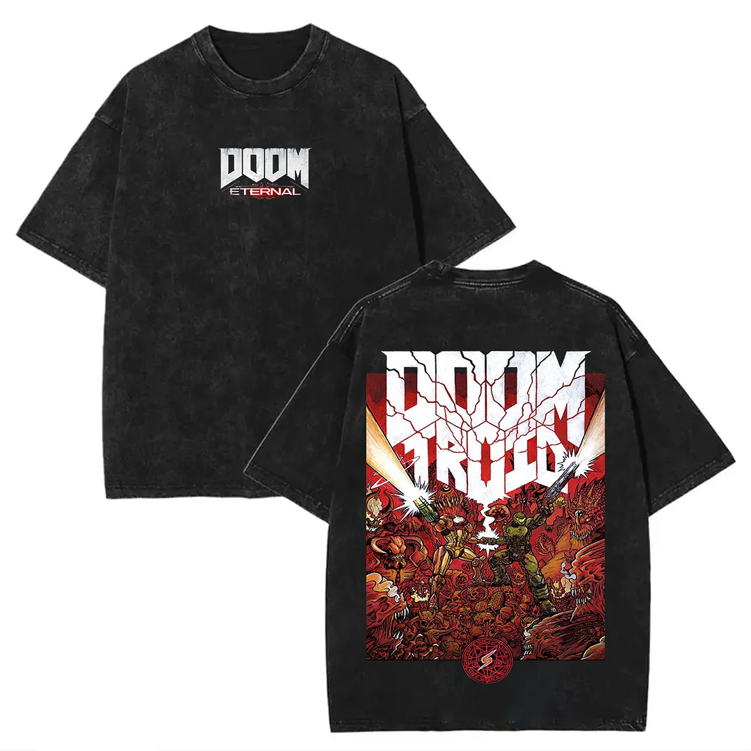 Doom Eternal Printed Unisex Washed T-Shirt