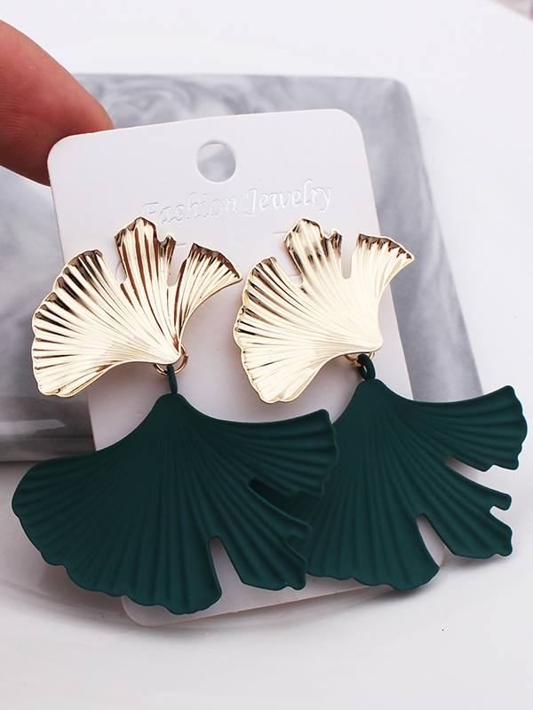 Leaves Shape Geometric Drop Earrings GREEN-One_size