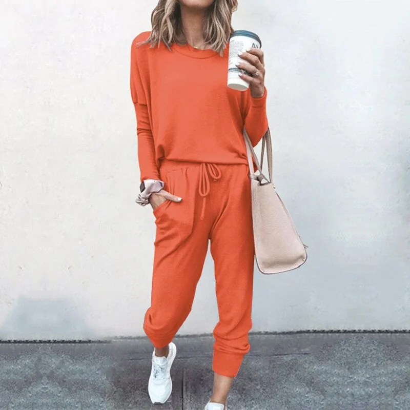 Autumn Winter 2020 New Women's Print Leisure Two Piece Suit Home Loose Sports Fashion Leisure Suit Fashion Top And Pants S-3XL