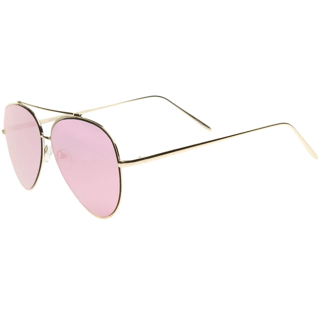 Fashion Teardrop Rimless Mirror Flat Lens Metal Frame Aviator glasses 58mm