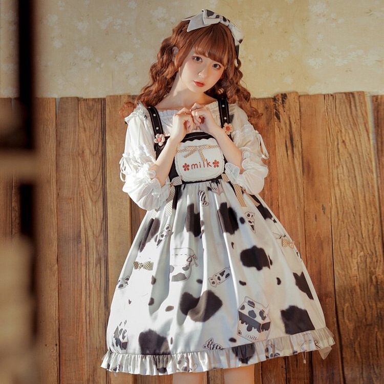 S-XL Super Cute Little Cows Printing Lolita Dress SS2259