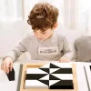 Puzzle g&eacute;om&eacute;trique en bois avec blocs cach&eacute;s et plateau de rangement
