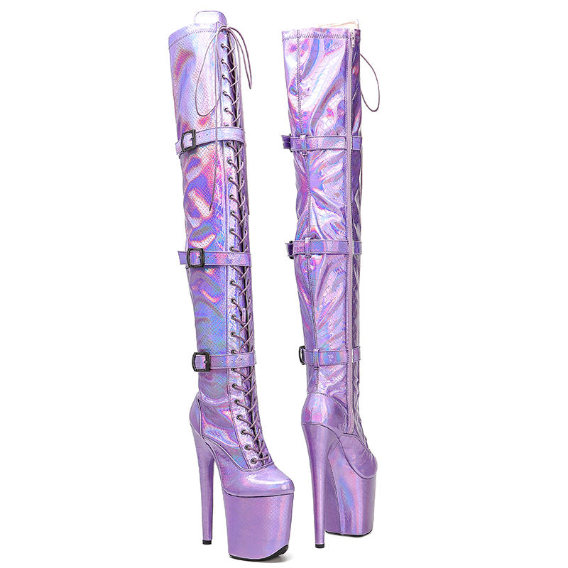 VCshoes 20CM/8inches Snake Skin Upper Exotic Fashion Boots High Heel Platform Boot Pole Dance Boot Thigh High Boots 5B