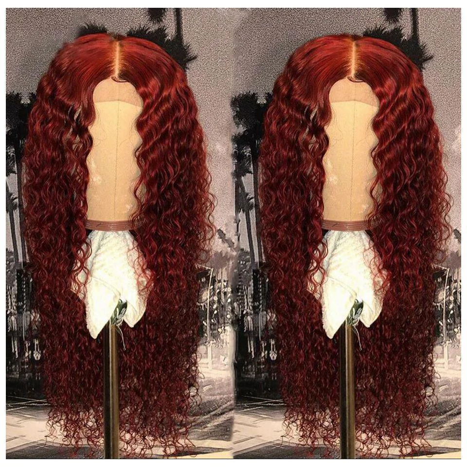 Preferred Wine Red Long Hair Curly Wigs