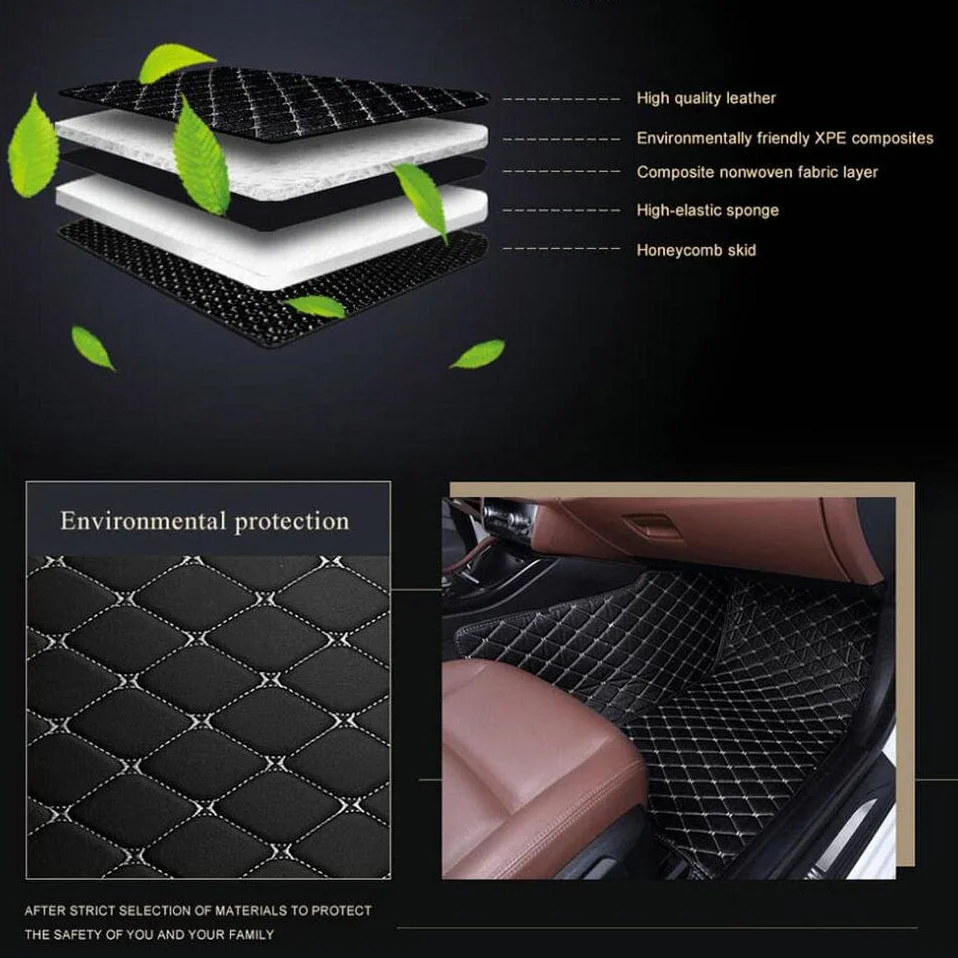 High-end customized car Nappa leather material fully wrapped floor mats