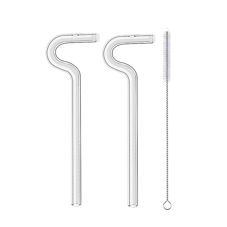 Fashion Anti Wrinkle Straw Reusable Glass Drinking Straw Prevent Wrinkles Sideways Straws with Brushes