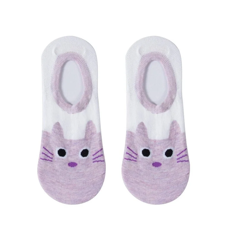 1 Pair Ankle Socks Women Cotton No Show Non-slip Short Boat Invisible Soft Heart Autumn Kawaii Indoor Sock Slippers
