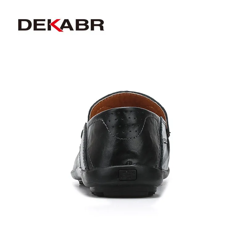 DEKABR Soft Leather Men Loafers New Handmade Casual Shoes Men Moccasins For Men Split Leather Flat Shoes Big size 38-47