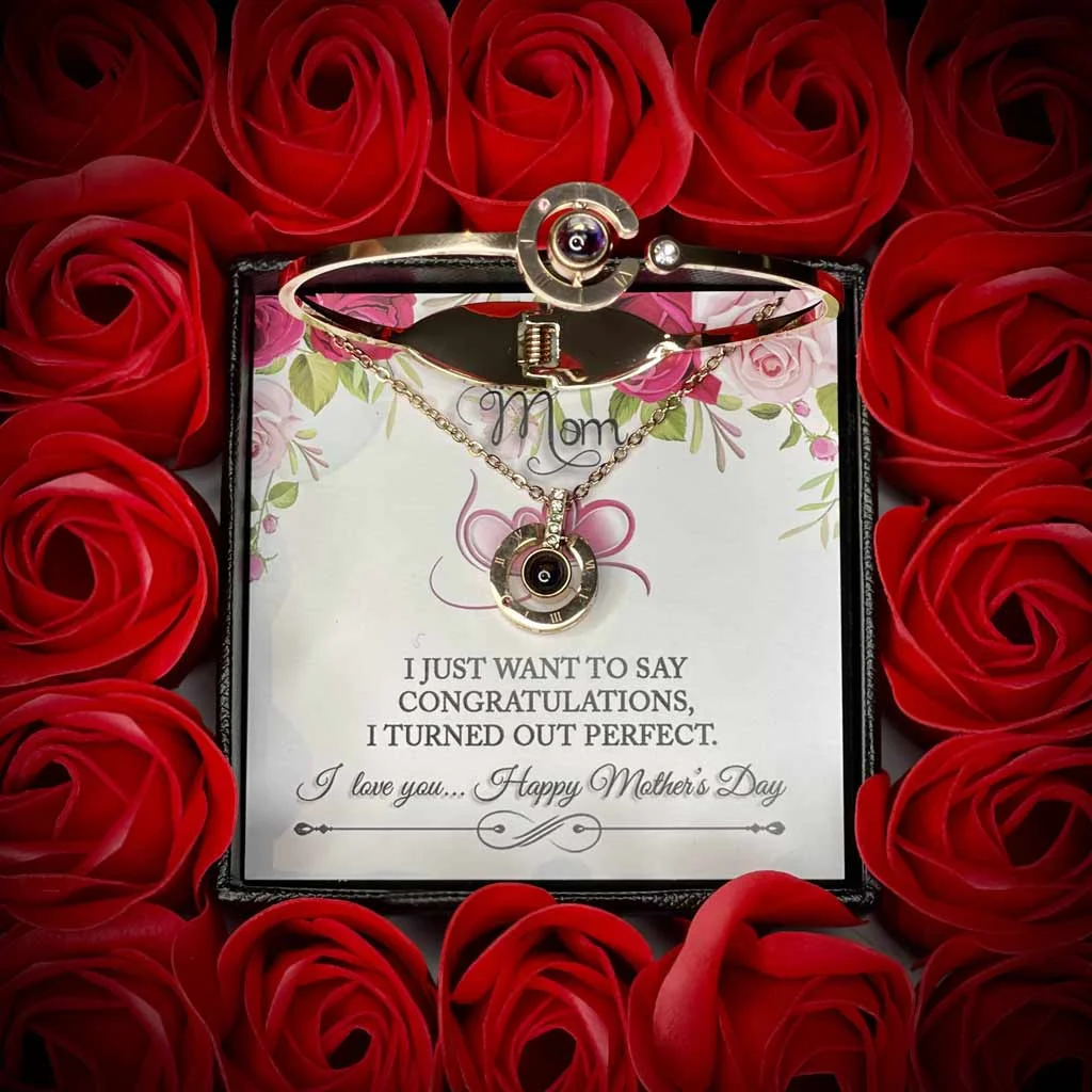 16 MINI ROSES JEWELRY BOX WITH LOVE NECKLACE SET