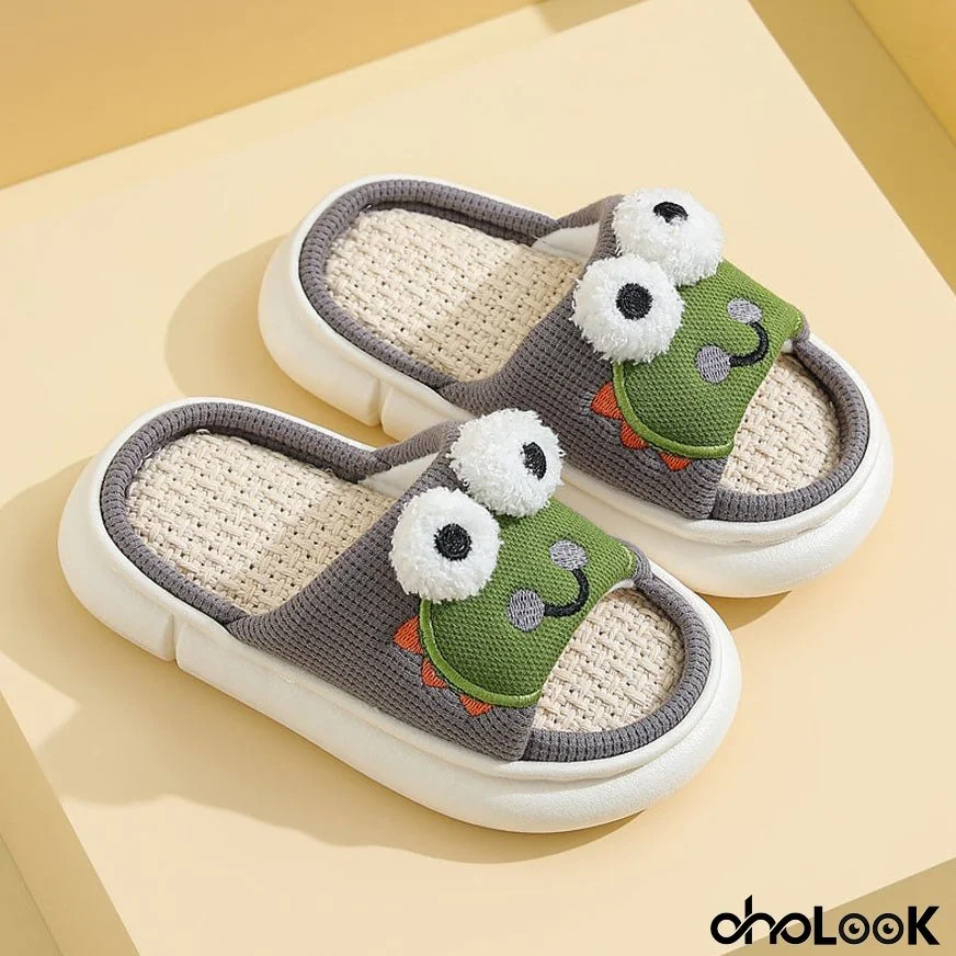 Cute Frog Pattern Kids' Slippers